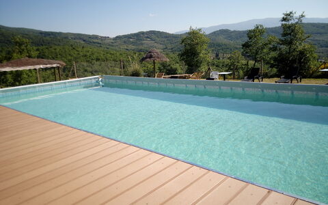 Villa Leo: Piscina, Proprietà, Tempo Libero, Acqua, Immobiliare, Erba, Pavimento, Casa, Cielo, Vacanza