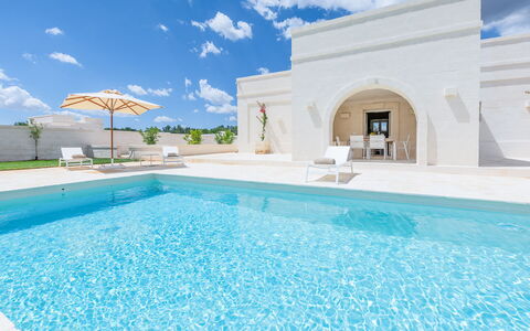 Il Casalino - Corte dei Messapi: Cielo, Acqua, Costruzione, Giorno, Proprietà, Nube, Azzurro, Blu, Pianta, Piscina