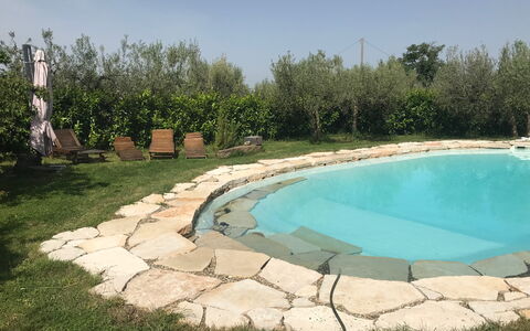 Villa Eleonora: Piscina, Flagstone, Backyard, Landscaping, Cortile, Giochi D'Acqua, Ricorrere, Mobili Da Esterno