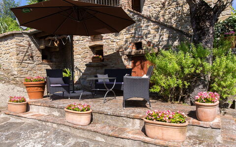 Villa i Cocciai: Backyard, Vaso Di Fiori, Terrazza, Cortile, Ombrello, Pianta, Albero, Paesaggio, Casa, Landscaping
