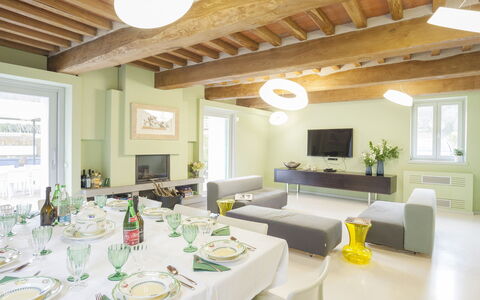 Villa San Lorenzo: Proprietà, Camera, Interior Design, Costruzione, Mobilia, Soffitto, Sala Da Pranzo, Tavolo, Soggiorno, Casa