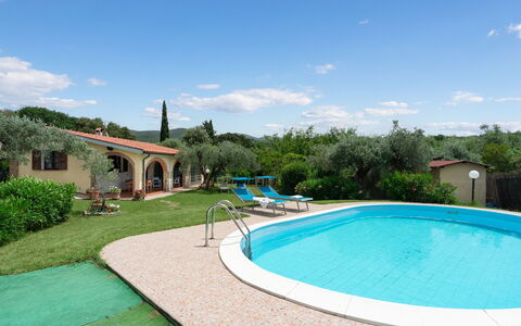 Villa Il Cipresso: Acqua, Cielo, Nube, Pianta, Azzurro, Piscina, Albero, Shade, Tempo Libero, Erba