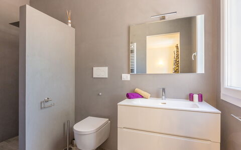 Villa Stella Cadente: Specchio, Proprietà, Rubinetto, Lavello, Mobiletto Del Bagno, Idraulico Fixture, Lavandino Del Bagno, Bagno, Viola