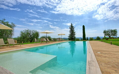 Villa Le Buche: Acqua, Nube, Cielo, Pianta, Piscina, Albero, Corpo D'Acqua, Erba, Shade, Tempo Libero