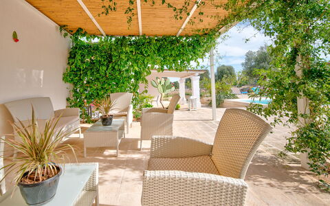 Masseria Tufo Bianco: Pianta, Mobilia, Tavolo, Sedia, Pianta Della Casa, Mobili Da Esterno, Shade, Vaso Di Fiori, Albero, Arecales