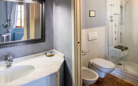 Sole Del Chianti: Specchio, Lavello, Proprietà, Idraulico Fixture, Rubinetto, Lavandino Del Bagno, Blu, Bagno, Toilet Seat, Viola