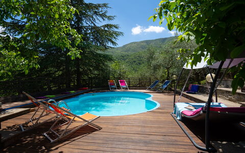 Villa La Vigna: Acqua, Pianta, Cielo, Piscina, Nube, Azzurro, Shade, Albero, Paesaggio Naturale, Montagna