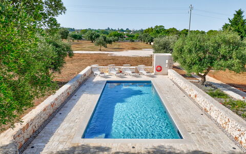 Trullo Under The Apulian Sky: Acqua, Pianta, Proprietà, Cielo, Piscina, Azzurro, Rettangolo, Albero, Erba, Corpo D'Acqua