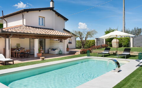 Villa Di Pillo: Acqua, Nube, Cielo, Pianta, Proprietà, Costruzione, Piscina, Finestra, Azzurro, Sedia
