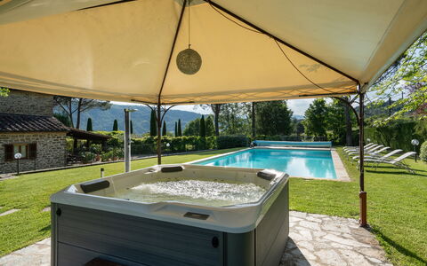 Il Mulino Di Vogognano - Subbiano, Private Pool, J: Pianta, Acqua, Proprietà, Costruzione, Shade, Finestra, Ombrello, Piscina, Mobili Da Esterno, Rettangolo