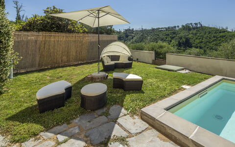 Massarosa Front Lake, The Gargoyles: Mobili Da Esterno, Mobilia, Giardino, Shade, Piscina, Landscaping, Backyard, Sedia, Tavolo Esterno, Ombrello