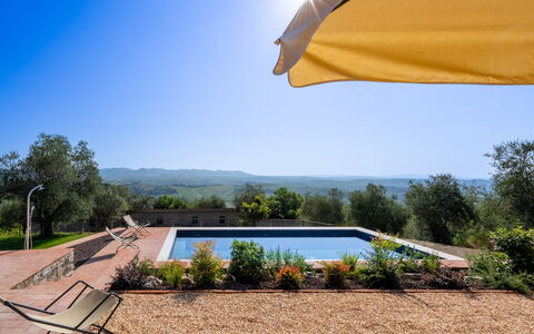 Casa Di Luca, Pool, Castelnuovo Berardenga: Piscina, Paesaggio, Giardino, Landscaping, Ricorrere, Eco Hotel, Shade, Lettino, Mobili Da Esterno, Estate