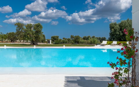 Masseria Isaia: Acqua, Cielo, Nube, Pianta, Proprietà, Piscina, Blu, Azzurro, Albero, Mobili Da Esterno