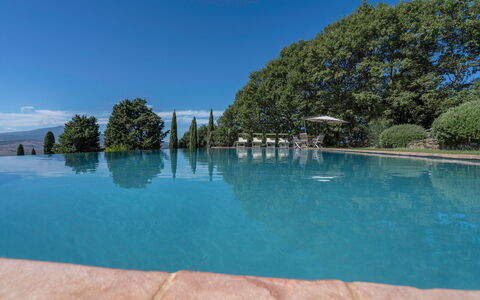 Orcia Panoramic View With Pool: Acqua, Cielo, Pianta, Azzurro, Piscina, Albero, Nube, Paesaggio Naturale, Tempo Libero, Paesaggio