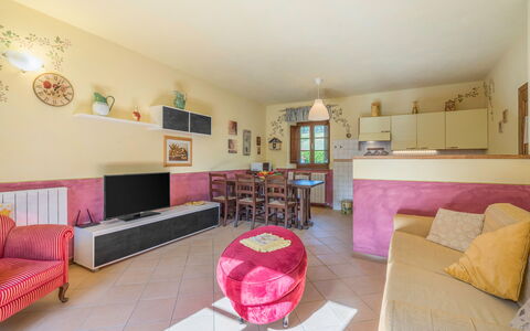 La Vecchia Fornace La Piastra Apartments - Abetone: Mobilia, Cornice, Divano, Viola, Interior Design, Soggiorno, Rosa, Pavimentazione, Pavimento, Decorazione
