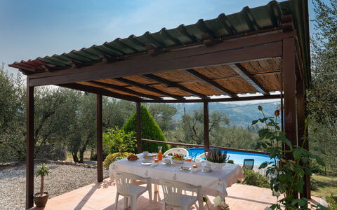 Casa Mimy: Cielo, Pianta, Proprietà, Tavolo, Shade, Botanica, Architettura, Mobili Da Esterno, Albero, Pergola