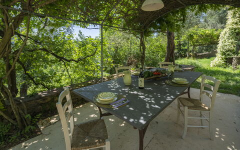 La Casa Dei Limoni, Camaiore, Pet Friendly, Wifi: Mobilia, Tavolo, Sedia, Mobili Da Esterno, Tavolo Esterno, Cucina & Sala Da Pranzo Tavolo, Giardino, Shade, Backyard, Primavera