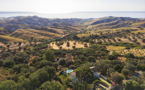 Villa Acquaro, Santa Caterina Dello Ionio, Pool, A: Paesaggio, Area Rurale, Estate, Chaparral, Fotografia Aerea, Paesino Di Montagna