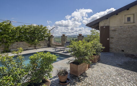 Arpusè, Relax nelle Langhe - Barolo, with Pool: Parete, Vaso Di Fiori, Flagstone, Materiale Composito, Porta, Giardino, Cortile, Pianta Della Casa, Calcestruzzo, Estate