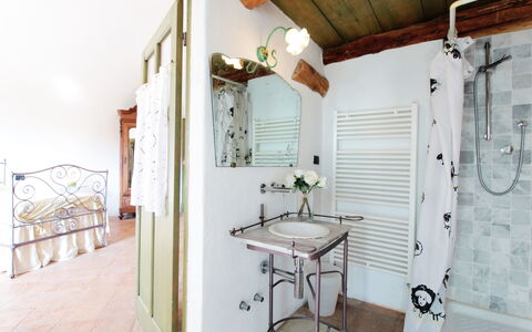 La Casa Dei Nonni, House With Private Pool, Torino: Rubinetto, Proprietà, Specchio, Lavello, Idraulico Fixture, Bagno, Interior Design, Costruzione, Pavimento, Legna