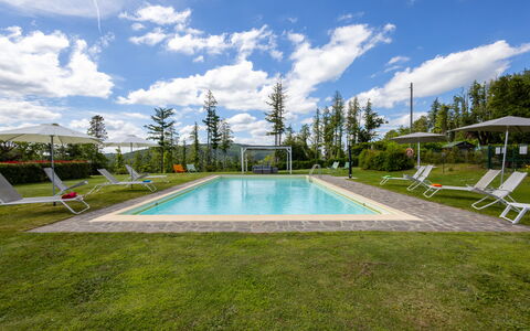 Montelucci Chianti Agrivilla: Acqua, Nube, Cielo, Pianta, Piscina, Costruzione, Albero, Shade, Rettangolo, Casa