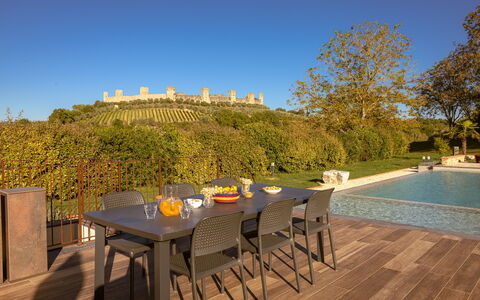 Le Torri, Borgo Campassini, Monteriggioni: Mobilia, Tavolo, Mobili Da Esterno, Sedia, Tavolo Esterno, Cucina & Sala Da Pranzo Tavolo, Giardino, Shade, Backyard, Eco Hotel