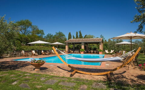 Villa Giuncheto: Ricorrere, Piscina, Shade, Mobili Da Esterno, Estate, Eco Hotel, Hacienda, Lettino, Landscaping, Giardino