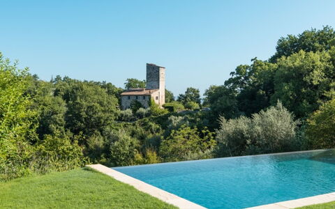 Villa Ugo: Piscina, Arbusto, Lotto, Giardino, Landscaping, Prato, Estate, Giochi D'Acqua, Shade, Cortile