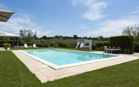 Villa Yvonne: Piscina, Giardino, Ricorrere, Landscaping, Prato, Shade, Backyard, Estate, Mobili Da Esterno, Cortile