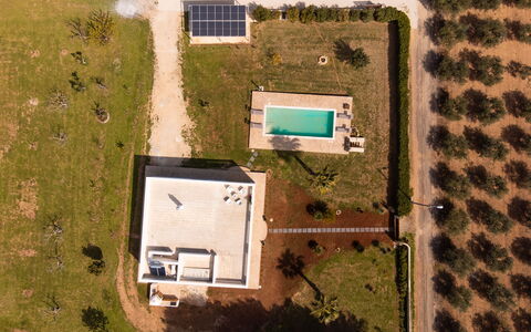 Villa Pallino: Zona Residenziale, Paesaggio, Plain, Piscina, Estate, Fotografia Aerea, Visione Globale, Landscaping, Prato, Design