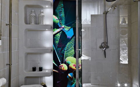 Masseria Capasa: Parete, Interior Design, Idraulico Fixture, Bagno, Pavimentazione, Illuminazione, Idraulico, Pavimento, Piastrella, Casa