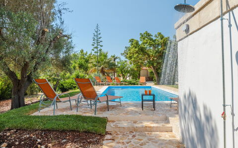 Villa San Vito: Piscina, Ricorrere, Shade, Giardino, Eco Hotel, Landscaping, Backyard, Mobili Da Esterno, Flagstone, Estate