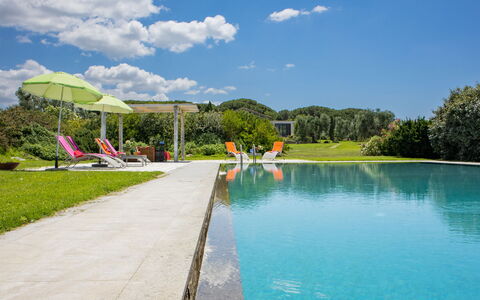 Villa Flaminia: Blu, Piscina, Ricorrere, Giardino, Tempo Libero, Prato, Landscaping, Mobili Da Esterno, Terme, Eco Hotel