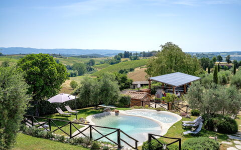 Villa Elsa di Bibbiano Pool, Sauna and View: Piscina, Giardino, Tenda, Landscaping, Backyard, Ombrello, Mobili Da Esterno, Cortile, Baldacchino, Prato