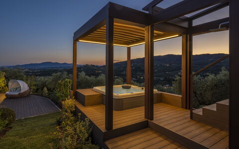 Villa Alessia Luxury: Crepuscolo, Eco Hotel, Ricorrere, Shade, Color Legno, Piscina, Struttura Esterna, Paesaggio Di Illuminazione, Padiglione