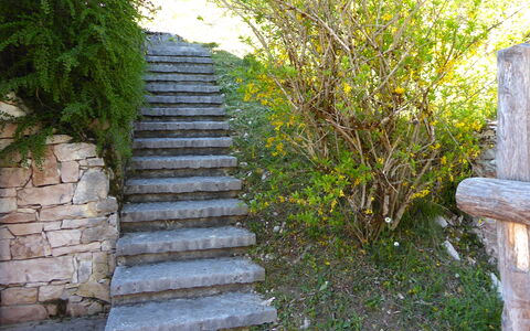 Baita Costa Di Gial: Le Scale, Verde, Roccia, Groundcover, Muro ​​Di Pietra, Giardino, Flagstone, Landscaping, Passerella, Cobblestone