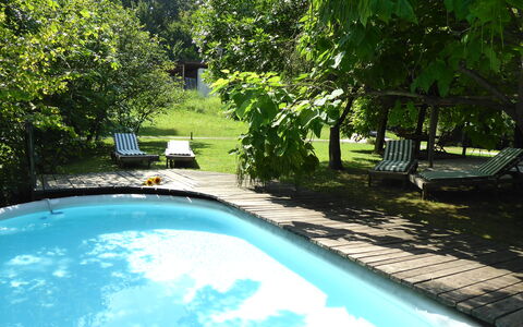 Chalet Fagarè, Pool, Sauna, Prosecco Hills: Piscina, Mobili Da Esterno, Mobilia, Shade, Backyard, Ricorrere, Giardino, Sedia, Ombrello, Tempo Libero