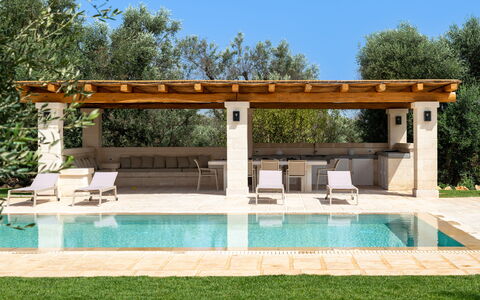 Trulli di Luccio: Legna, Piscina, Mobilia, Mobili Da Esterno, Materiale Composito, Shade, Ricorrere, Struttura Esterna, Giardino, Sedia