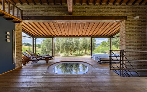 Aqua Bio Retreat: Legna, Mobilia, Pavimentazione, Soffitto, Pavimento, Interior Design, Architettura, Piscina, Ricorrere, Sedia