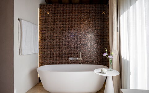 Il Gabbro, Luxury Experience: Parete, Idraulico Fixture, Interior Design, Pavimentazione, Bagno, Vasca Da Bagno, Marrone, Pavimento, Illuminazione, Idraulico