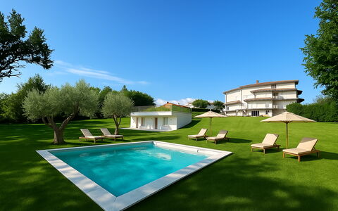 Villa al Glicine: Piscina, Giardino, Lotto, Prato, Ricorrere, Shade, Estate, Landscaping, Cortile, Agriturismo