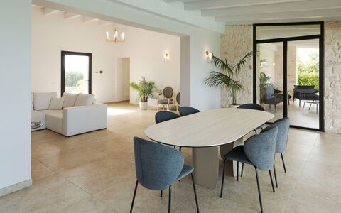 Villa Netina: Mobilia, Interior Design, Pavimentazione, Pavimento, Parete, Tavolo, Legna, Sedia, Cucina & Sala Da Pranzo Tavolo, Sala Da Pranzo