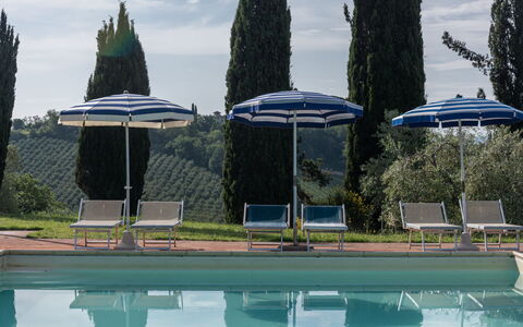Podere le Lune with Pool, San Gimignano: Blu, Piscina, Mobili Da Esterno, Ricorrere, Shade, Lettino, Villa, Landscaping, Eco Hotel, Hotel