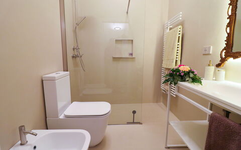 Bacchus: Historic Charming Home: Bagno, Toilet Seat, Idraulico Fixture, Gabinetto, Pavimentazione, Parete, Pavimento, Interior Design, Lavandino Del Bagno, Lavello