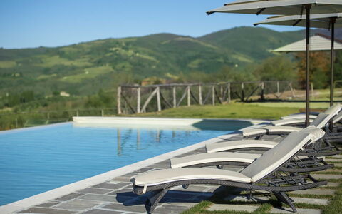 Villa Serena: Geografia Montane, Piscina, Mobili Da Esterno, Collina, Montagna, Catena Montuosa, Lettino, Materiale Composito, Cresta, Ricorrere