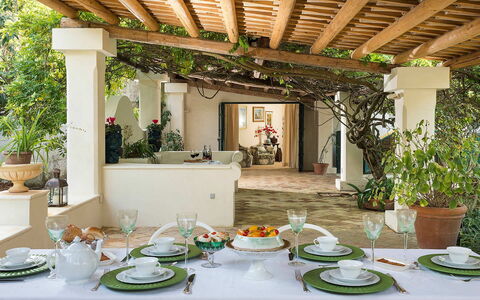 Green Villa: Mobilia, Tavolo, Interior Design, Sedia, Vaso Di Fiori, Soffitto, Cucina & Sala Da Pranzo Tavolo, Pianta Della Casa, Sala Da Pranzo, Ristorante