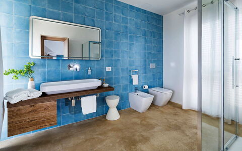 Villa Federica: Idraulico Fixture, Bagno, Pavimentazione, Interior Design, Lavello, Pavimento, Rubinetto, Lavandino Del Bagno, Idraulico, Specchio