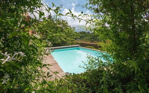 La Rocca di Monteggiori: Verde, Piscina, Arbusto, Giardino, Ricorrere, Backyard, Landscaping, Shade, Eco Hotel, Giochi D'Acqua