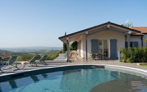 Villa Ombrone: Piscina, Mobili Da Esterno, Tetto, Casa, Materiale Composito, Ricorrere, Estate, Villetta, Eco Hotel, Shade