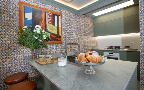 Belvedere Guastella B 4: Cucina, Controsoffitto, Interior Design, Pavimentazione, Mobilia, Illuminazione, Pavimento, Piastrella, Cabinetry, Casa